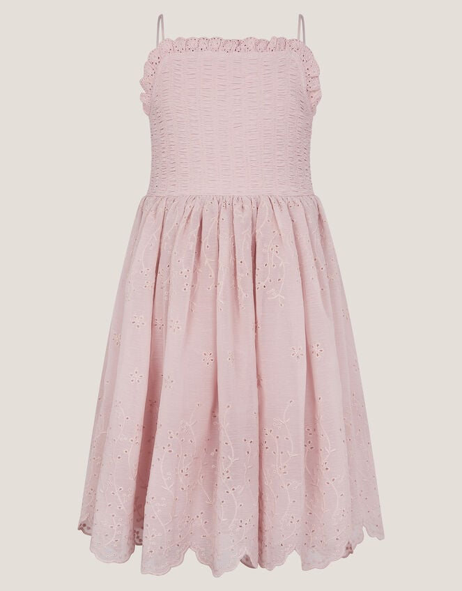 Clementine Strappy Broderie Dress, Pink (PINK), large