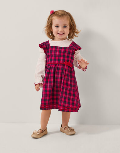 Baby Top & Tartan Pinafore Dress Set, Red (RED), large
