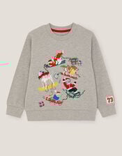 Ski Dogs Christmas Sweatshirt, Grey (GREY), large