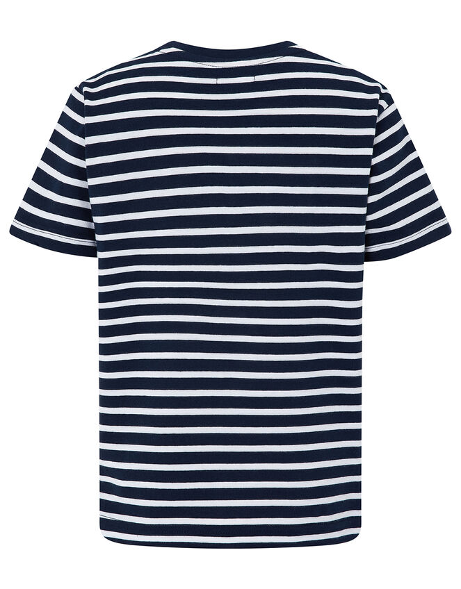 Lawrence Striped T-Shirt with Tractor, Blue (NAVY), large