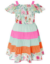 Bettie Floral Colour-Block Dress, Blue (TURQUOISE), large