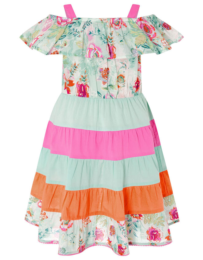 Bettie Floral Colour-Block Dress, Blue (TURQUOISE), large