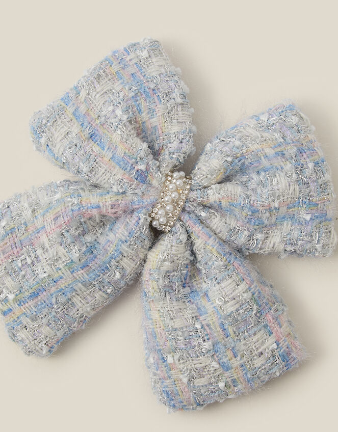 Tweed Bow Hair Clip, , large
