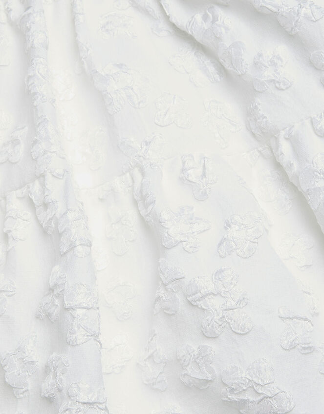 Boutique Texture Puff Sleeve Dress, White (WHITE), large