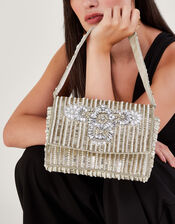 Crystal Embellished Shoulder Bag, , large