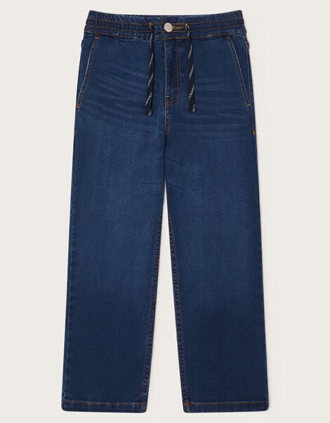 Drawstring Straight Jeans, Blue (BLUE), large