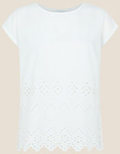 Cut-Out Detail Jersey T-Shirt in Sustainable Cotton, Ivory (IVORY), large