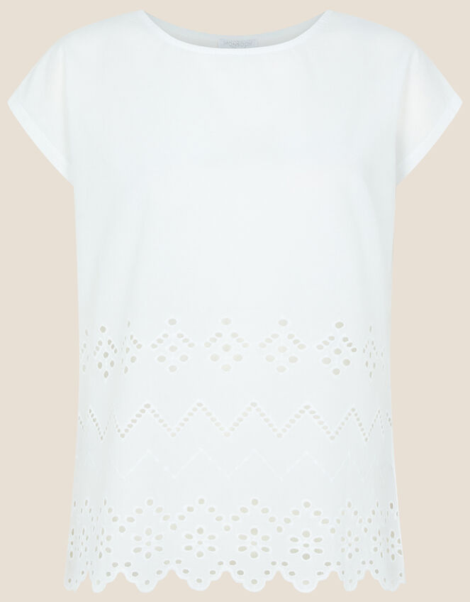 Cut-Out Detail Jersey T-Shirt in Sustainable Cotton, Ivory (IVORY), large