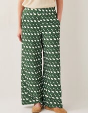 Maren Geometric Print Wide Leg Trousers, Green (GREEN), large