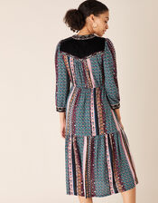 Geo Jersey Midi Dress with Organic Cotton, Multi (MULTI), large