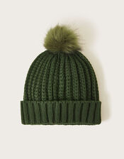 Knit Bobble Hat, Green (GREEN), large