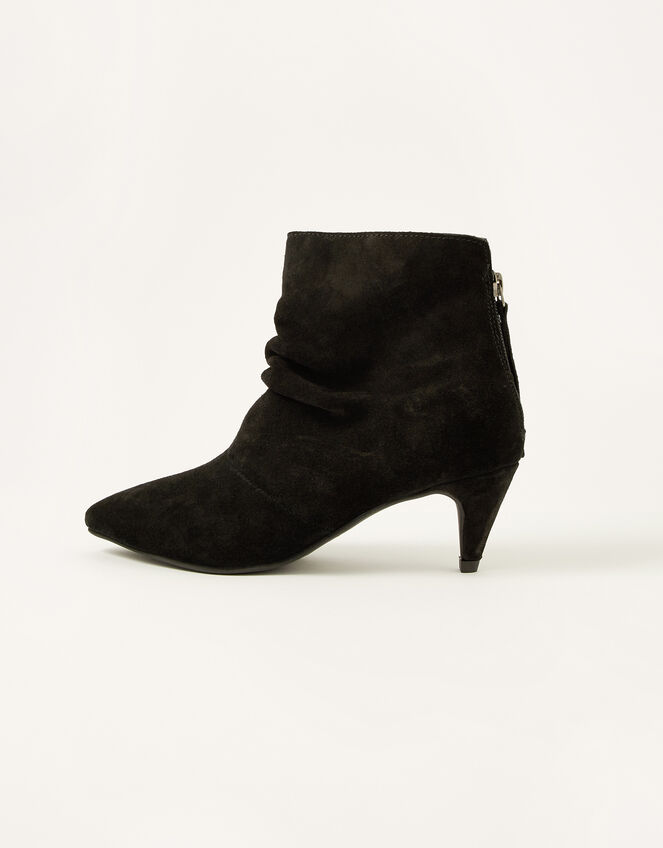 Slouch Suede Kitten Boots, Black (BLACK), large
