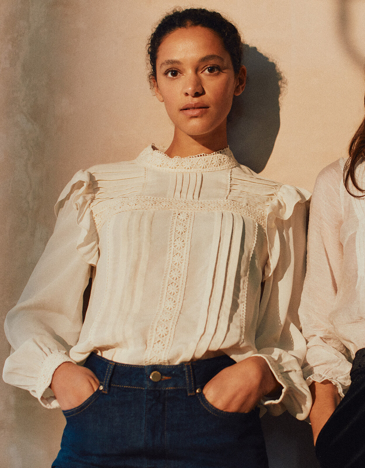 Cream blouse top
