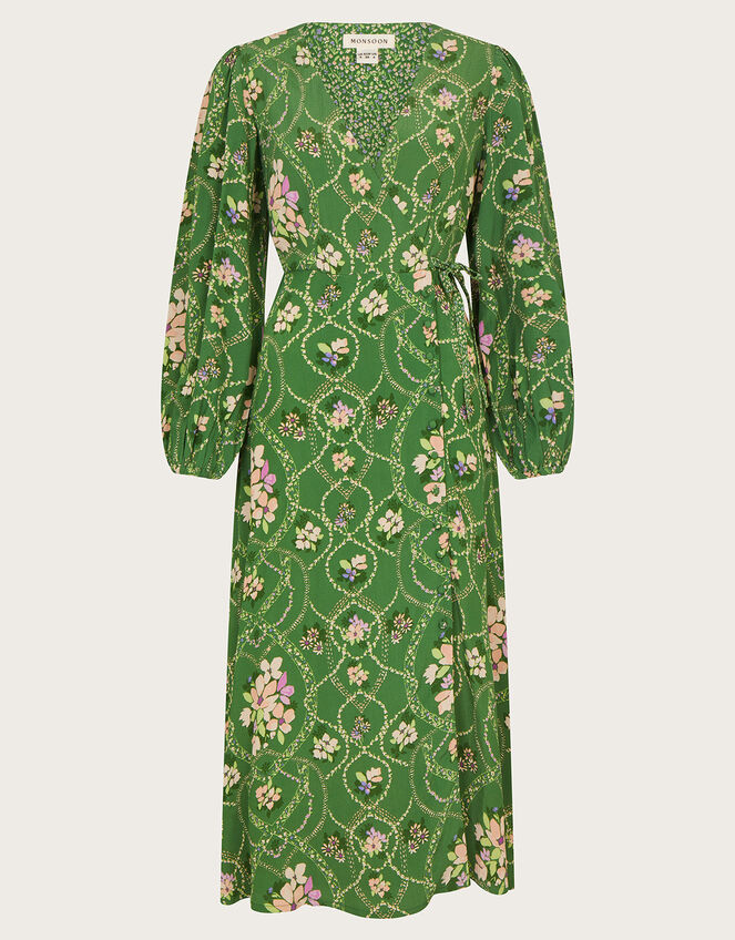 Kira Wrap Dress, Green (GREEN), large