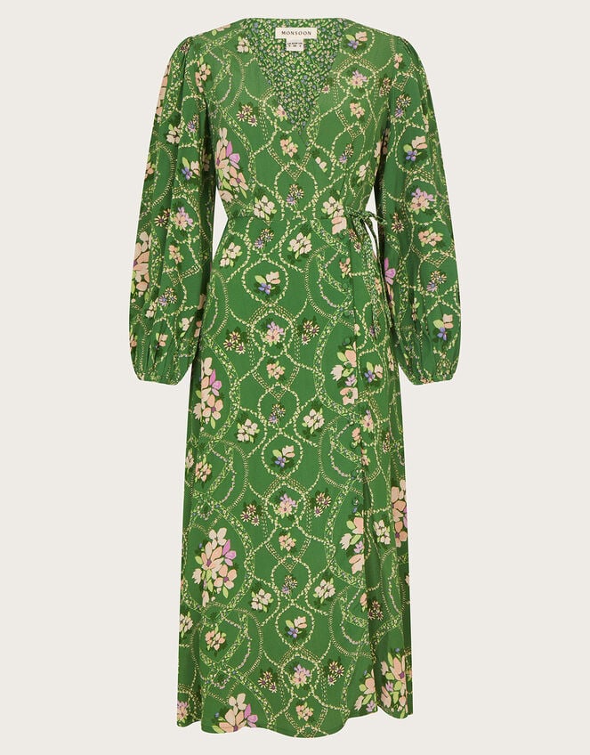 Kira Wrap Dress, Green (GREEN), large