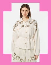Scotch & Soda Embellished Belted Shacket, Ivory (IVORY), large