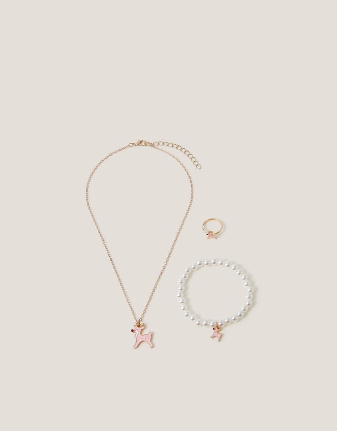 Ruby Christmas Reindeer Jewellery Set, , large