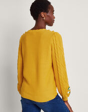 Etta Embroidered Sweater, Yellow (YELLOW), large