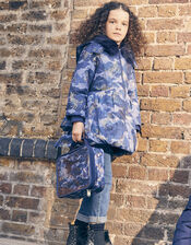 Foil Unicorn Padded Coat, Blue (NAVY), large