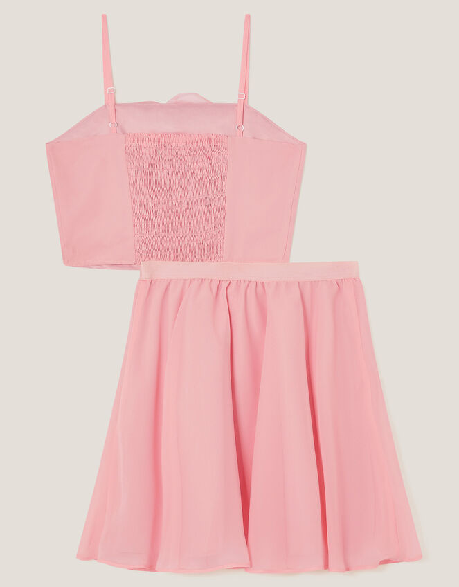 3D Flower Crop Top and Skirt Prom Set, Pink (PALE PINK), large