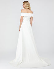Hannah Bardot Satin Bridal Dress, Ivory (IVORY), large
