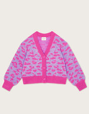 Leopard Print Cardigan, Pink (PINK), large