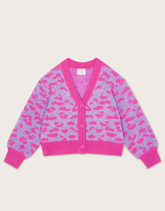Leopard Print Cardigan, Pink (PINK), large