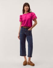 Bev Broderie Sleeve Jersey T-Shirt, Pink (PINK), large