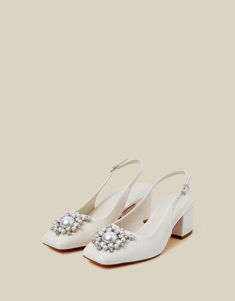 Wynn Pearl Slingback Heels, Ivory (IVORY), large