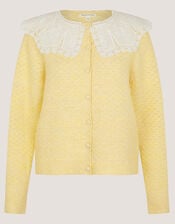 Cary Lace Collar Cardigan, Yellow (YELLOW), large