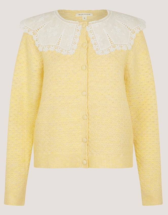 Cary Lace Collar Cardigan, Yellow (YELLOW), large