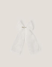 Pearl Bow Communion Hair Clip, , large