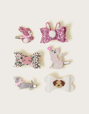 I Love My Pets Novelty Hair Clips 6 Pack, , large