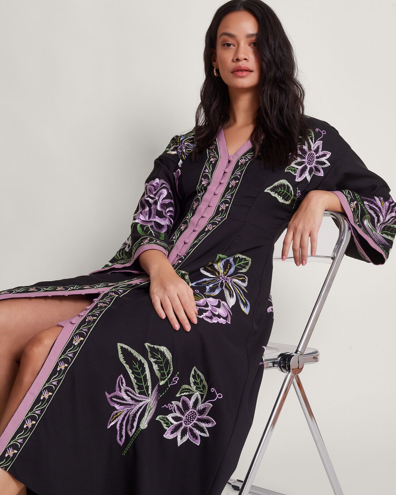 Kaya Embroidered Dress Black Evening Dresses Monsoon Global