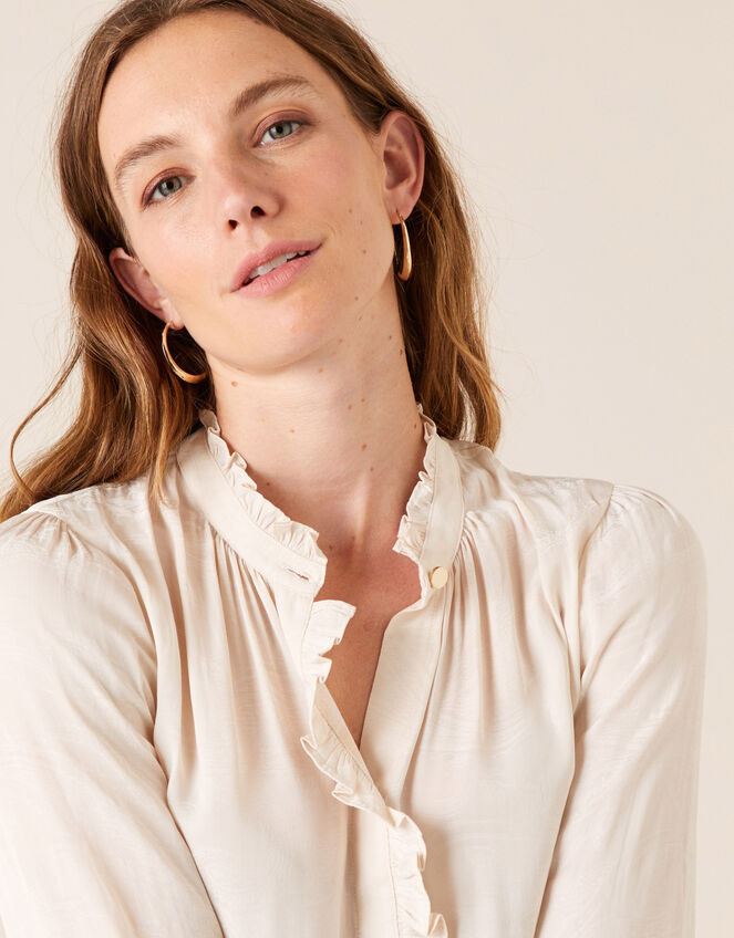 Paisley Jacquard Blouse with Recycled Fabric, Cream (CREAM), large