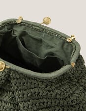 Lana Raffia Clutch Bag, Green (SAGE), large