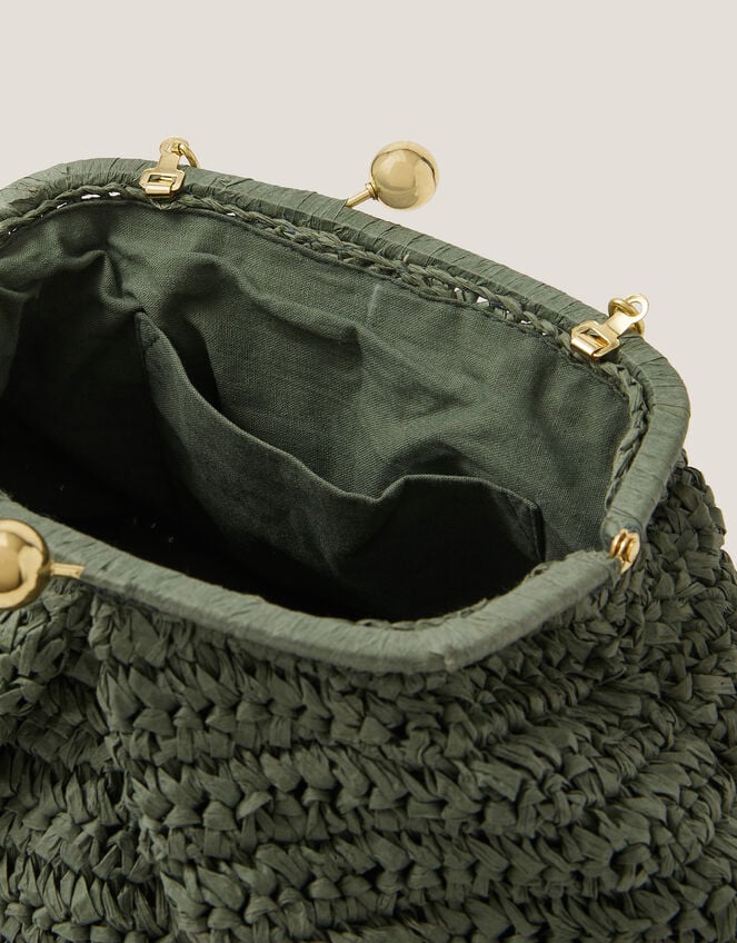 Lana Raffia Clutch Bag, Green (SAGE), large