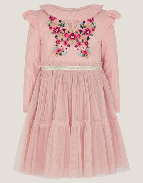 Baby Embroidered Butterfly Disco Dress, Pink (PINK), large