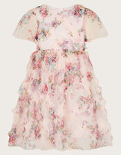 Roma Print Floral Ruffle Dress, Pink (PINK), large