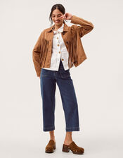 Lily Fringe Suede Jacket, Tan (TAN), large