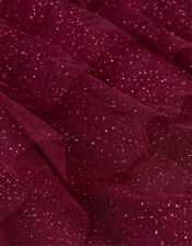 Sequin Velvet Tiered Dress, BURGANDY, large