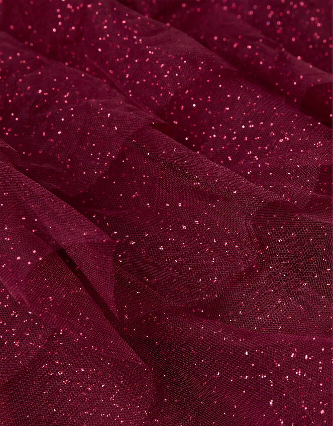 Sequin Velvet Tiered Dress, BURGANDY, large