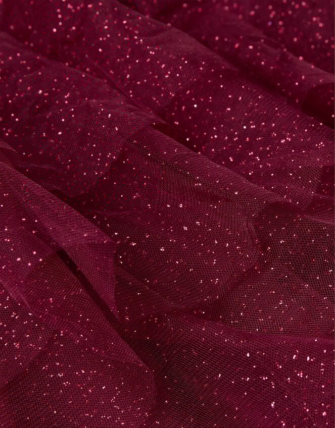 Sequin Velvet Tiered Dress, BURGANDY, large