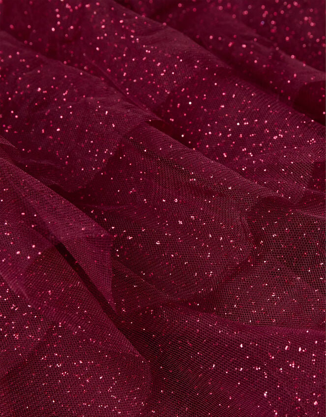 Sequin Velvet Tiered Dress, BURGANDY, large