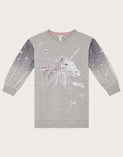 Unicorn Star Sleeve Sweatshirt, Grey (GREY), large
