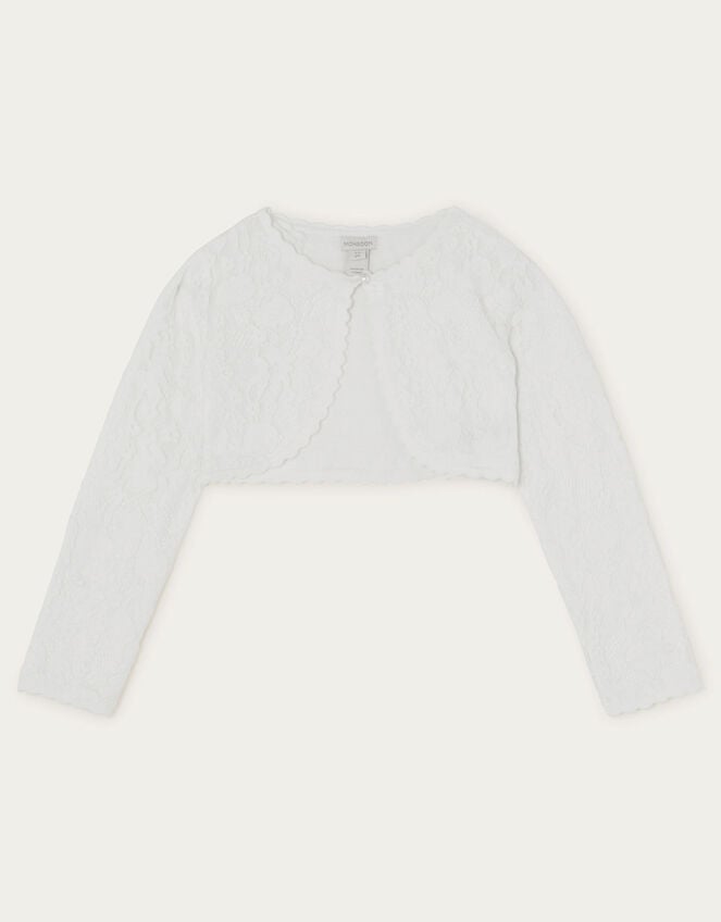 Emilia Lace Scallop Cardigan, Ivory (IVORY), large