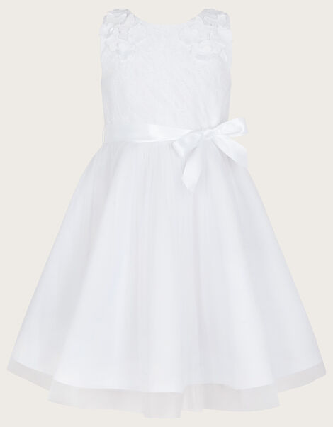 Freya Scuba Lace Communion Dress, White (WHITE), large