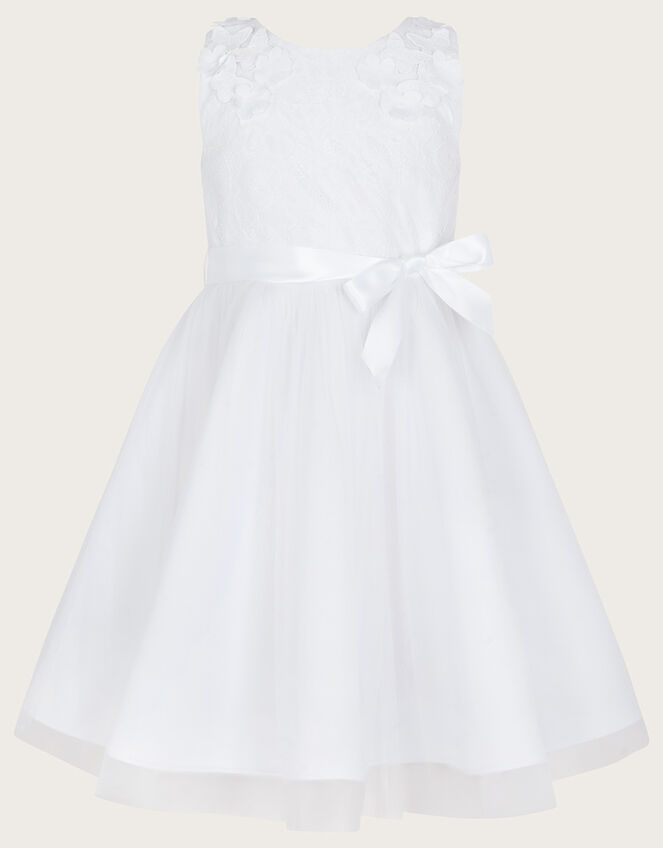 Freya Scuba Lace Communion Dress, White (WHITE), large