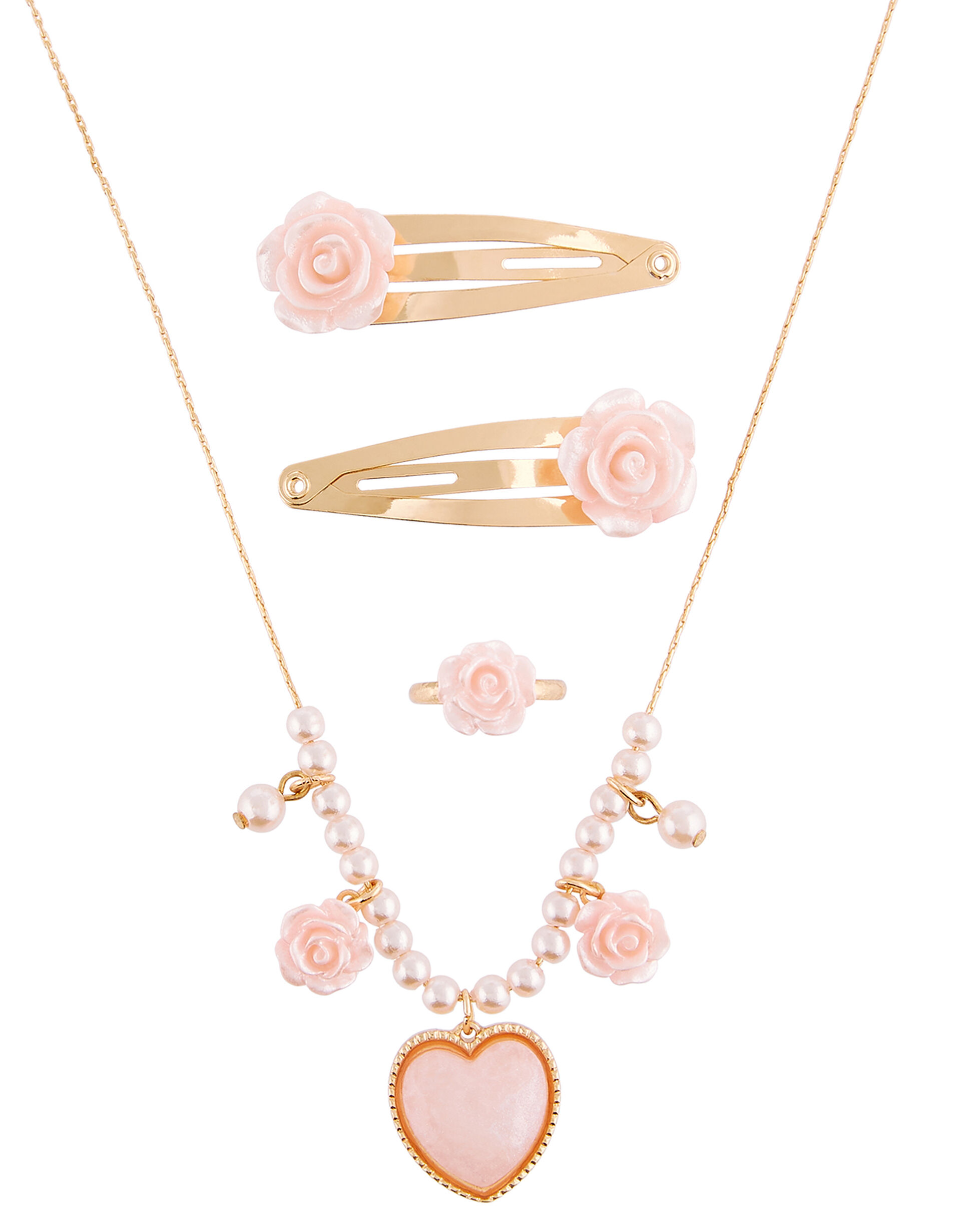Pearly Heart and Rose Accessory Set, , large
