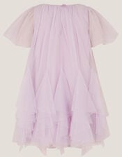 Baby Nessa Sparkle Collar Waterfall Dress, Purple (LILAC), large
